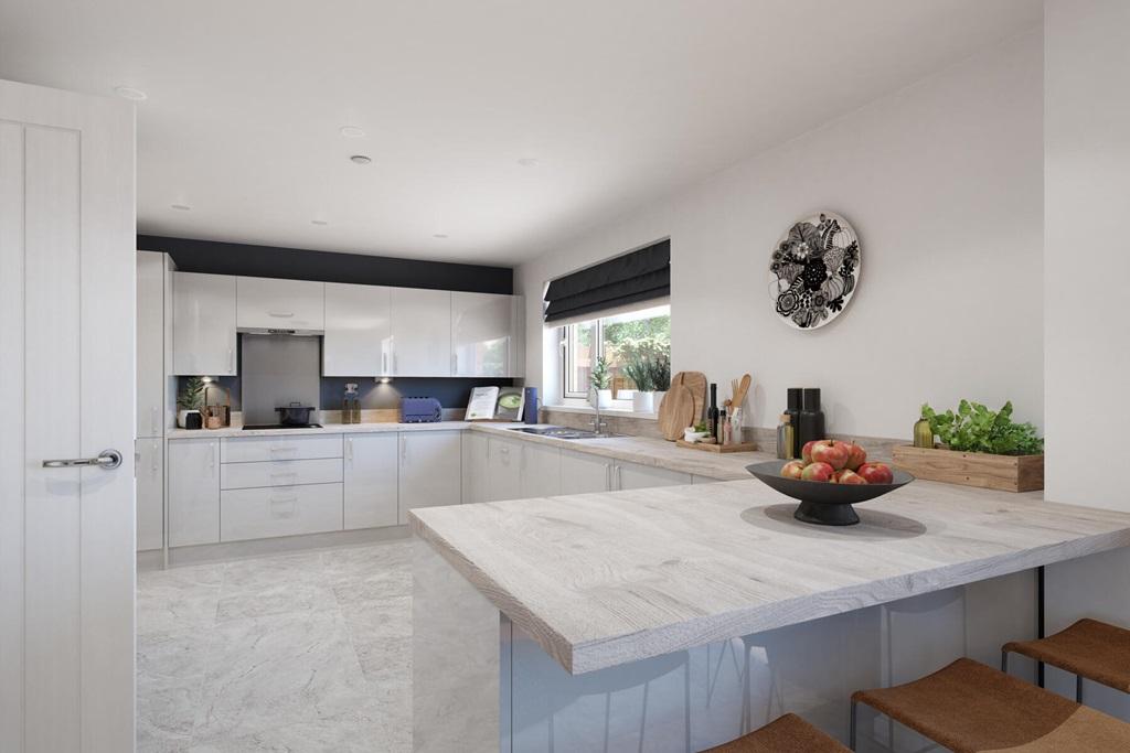 Modern kitchen with ample storage space