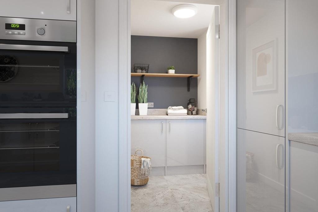 A utility room allows for separate area to do...