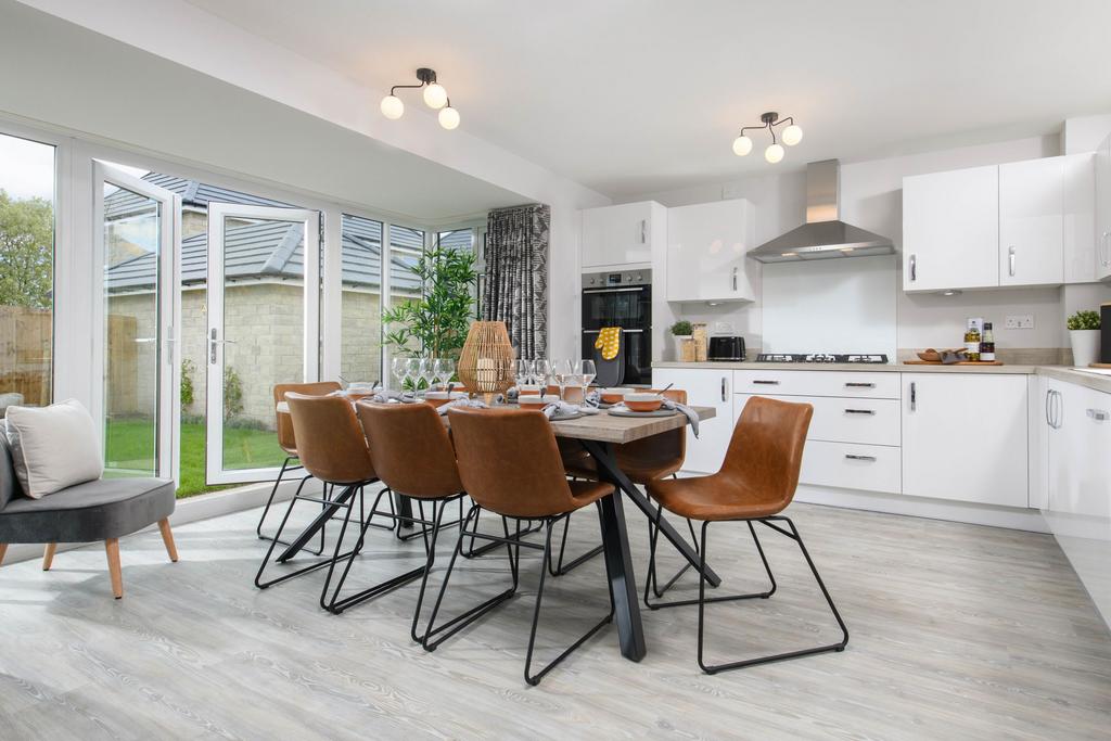 Open plan kitchen/dining area with glazed bay...