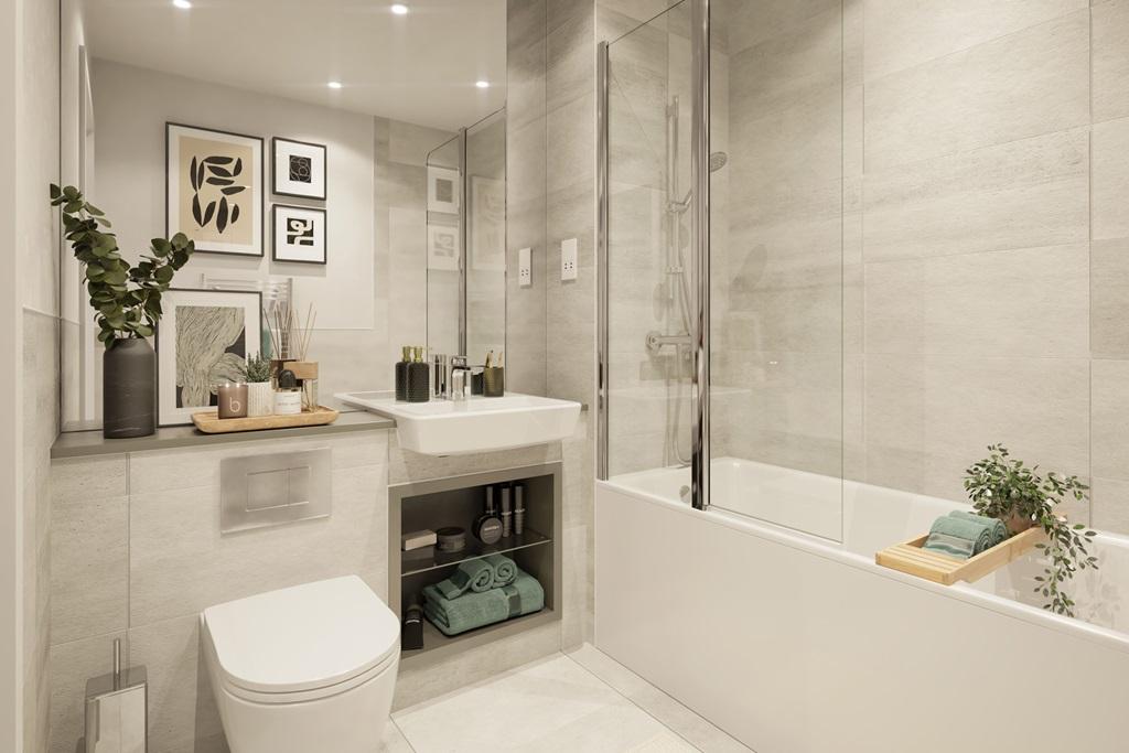 Stylish family bathroom with a choice of light...