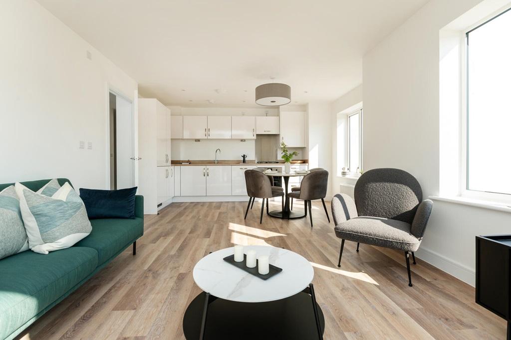 Example of an apartment lounge and kitchen area