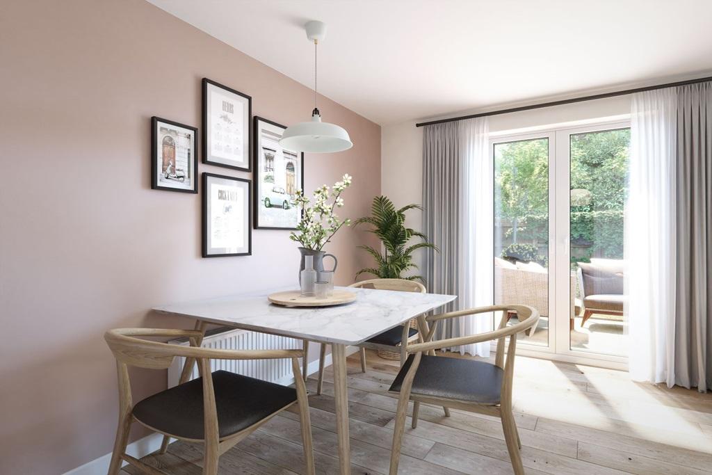 Beaming with natural light, the French doors...