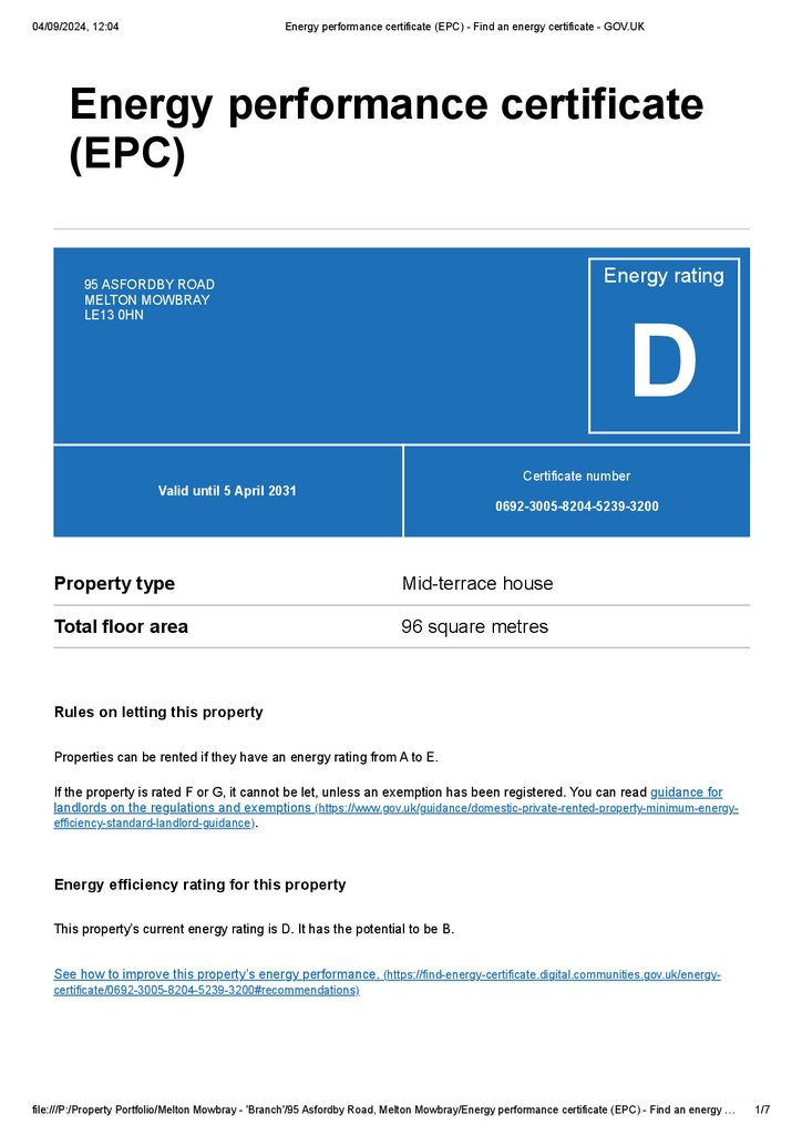 EPC Certificate