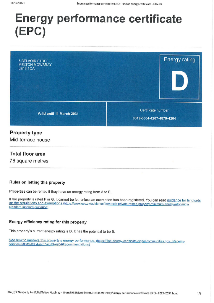 EPC Certificate