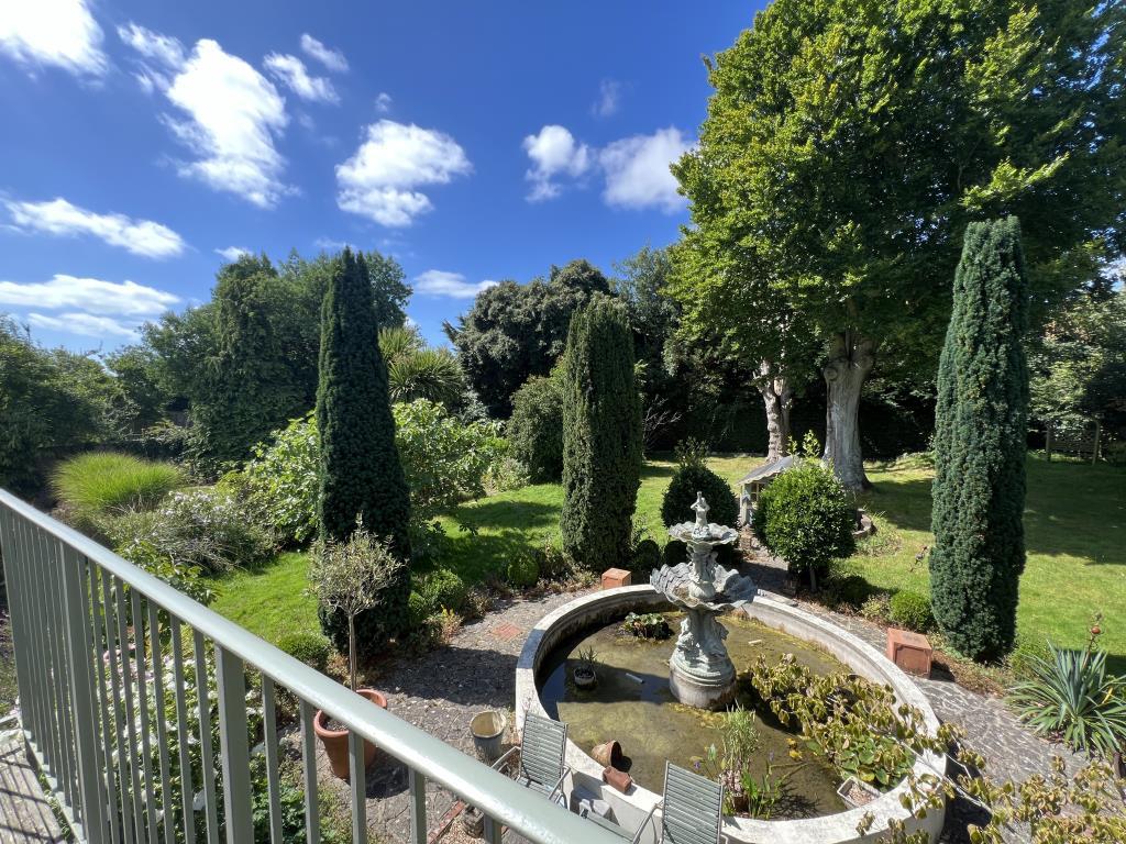View of gardens from balcony of main bedroom