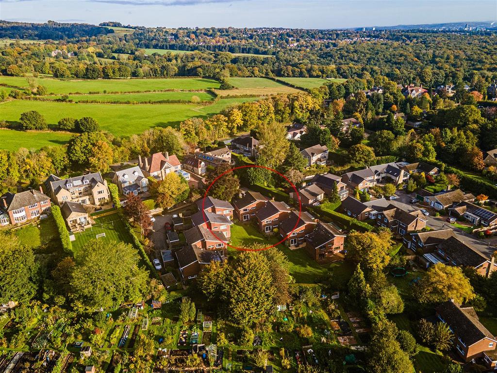 Aerial overview of house, development and area