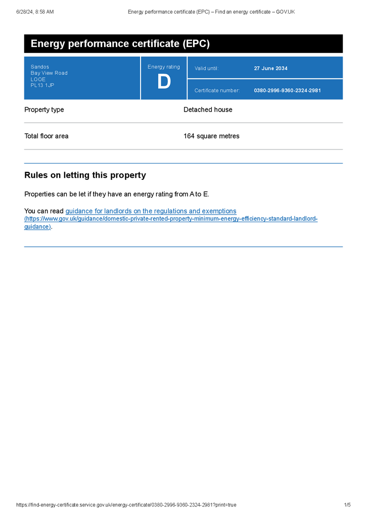 Energy performance certificate (EPC) – 1140836