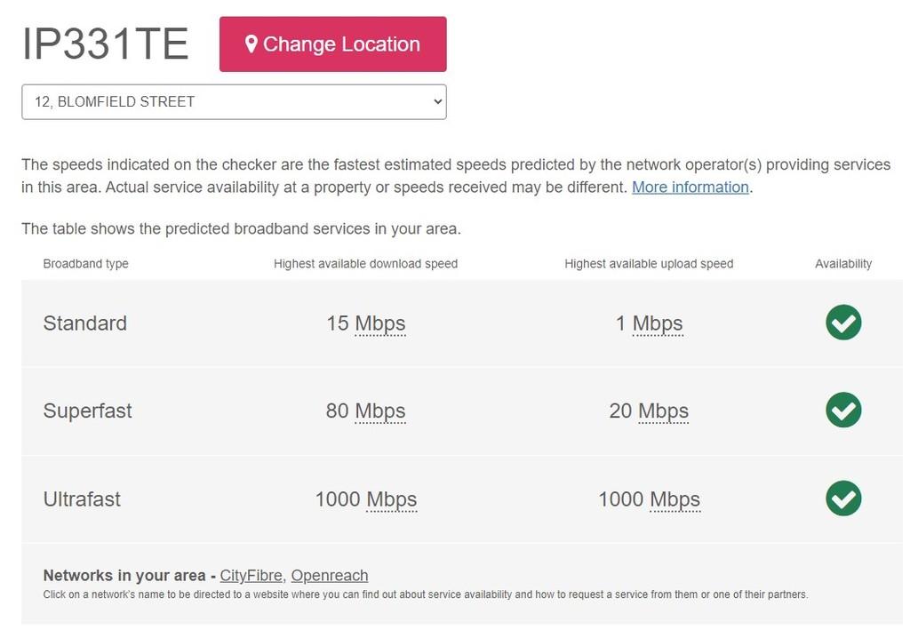 Broadband speed