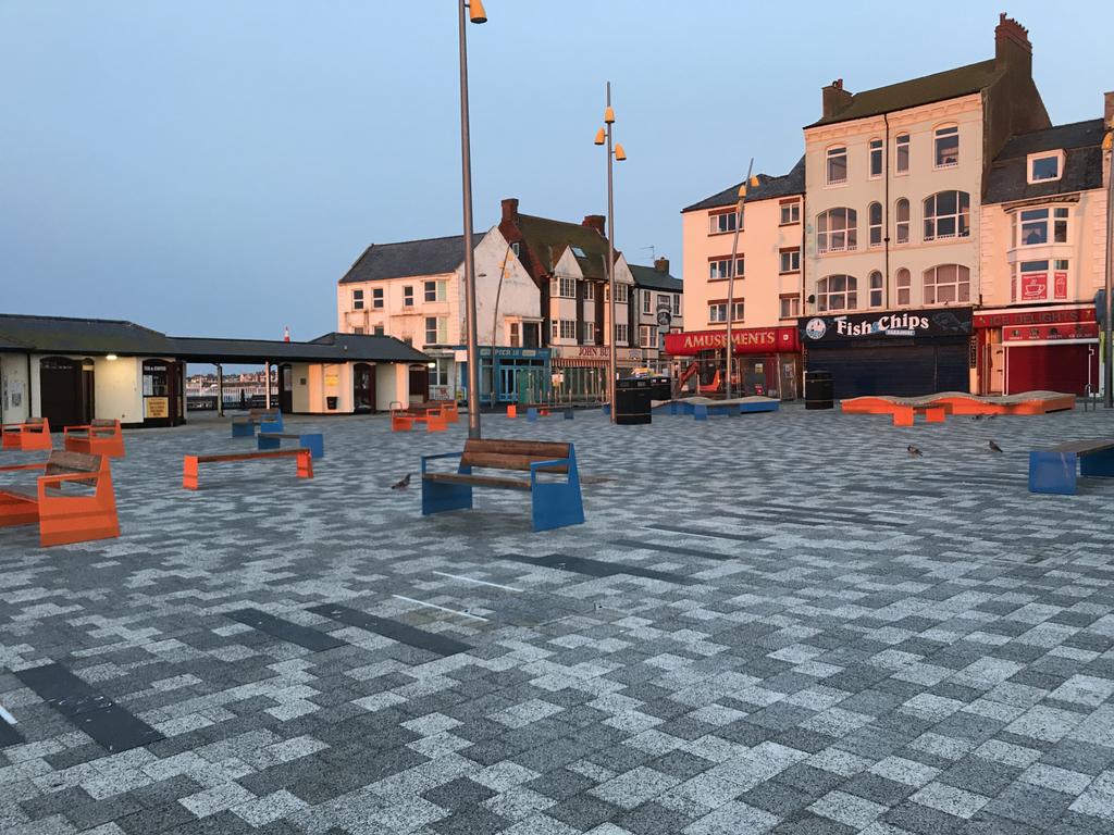 The new seating area by the harbour