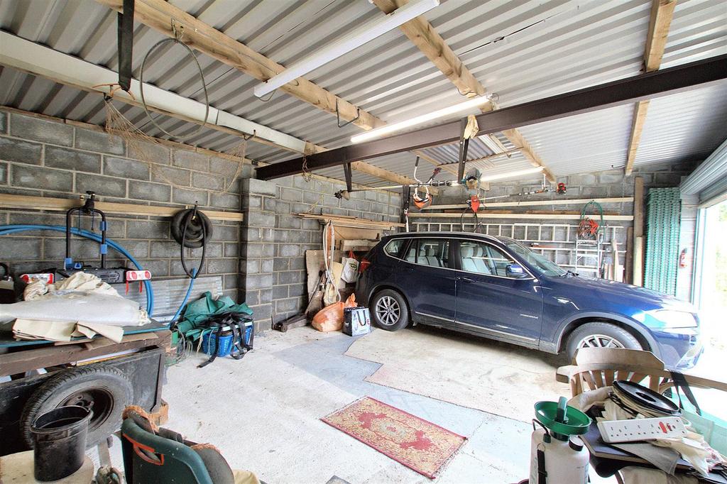 Inside detached double garage