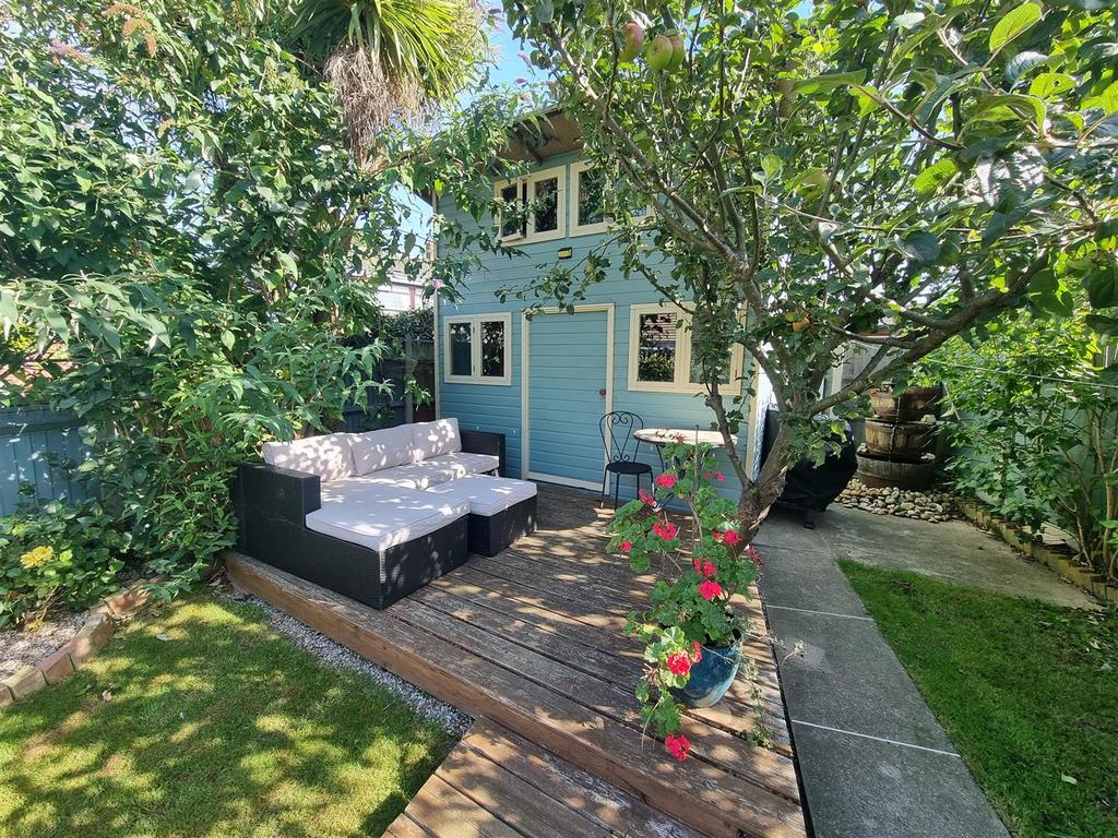 Patio and outbuilding