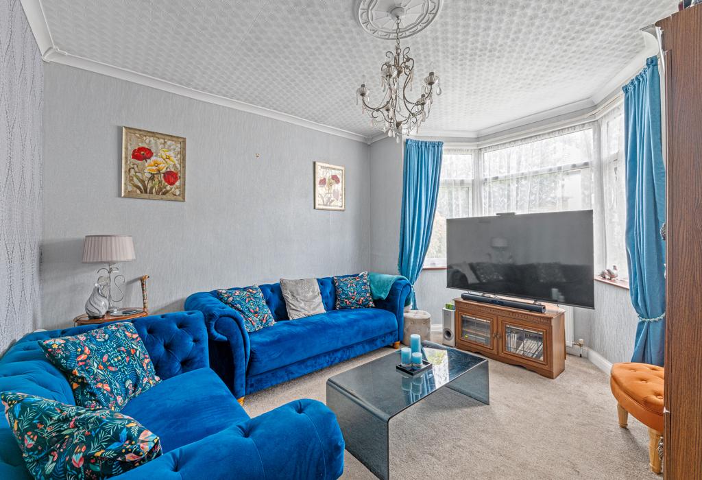 Living room with bay window