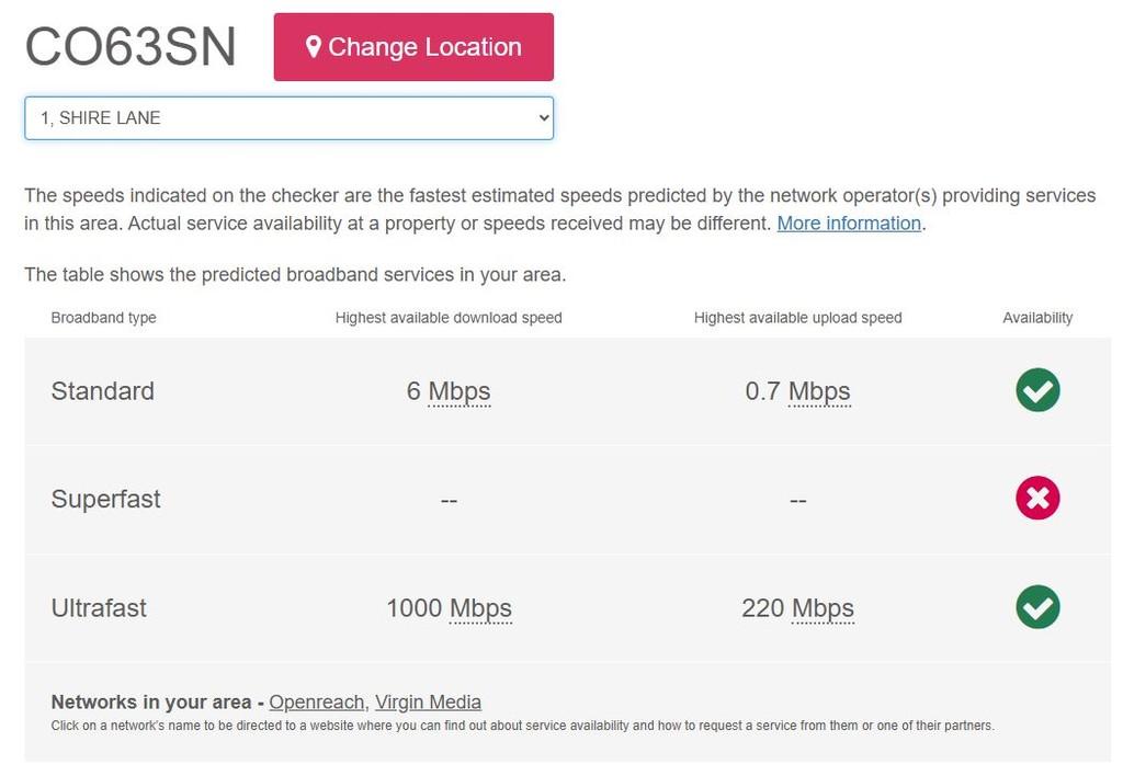 Broadband speed