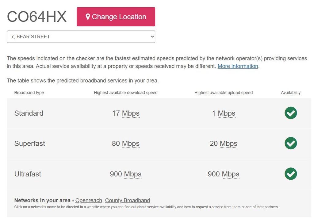 Broadband speed