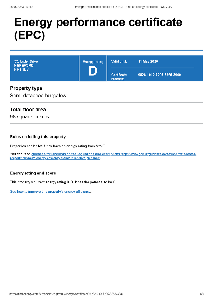 Energy performance certificate (EPC) – Find an ene