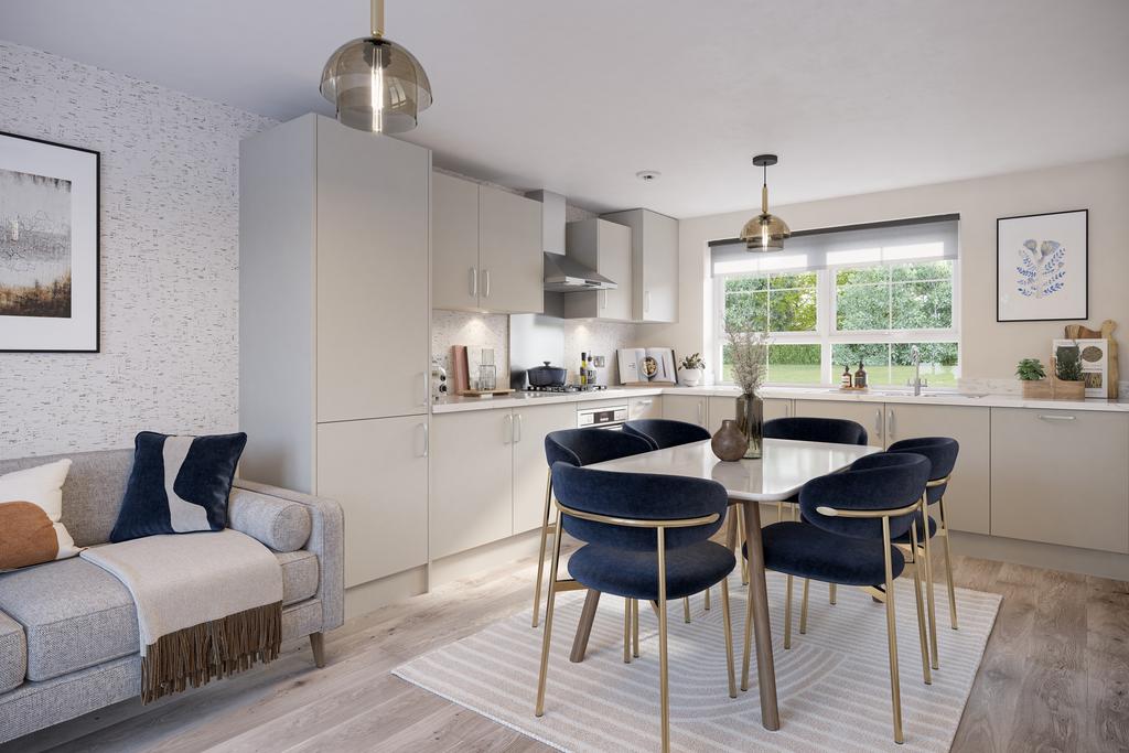 Kitchen and dining room in the 3 bedroom Redford