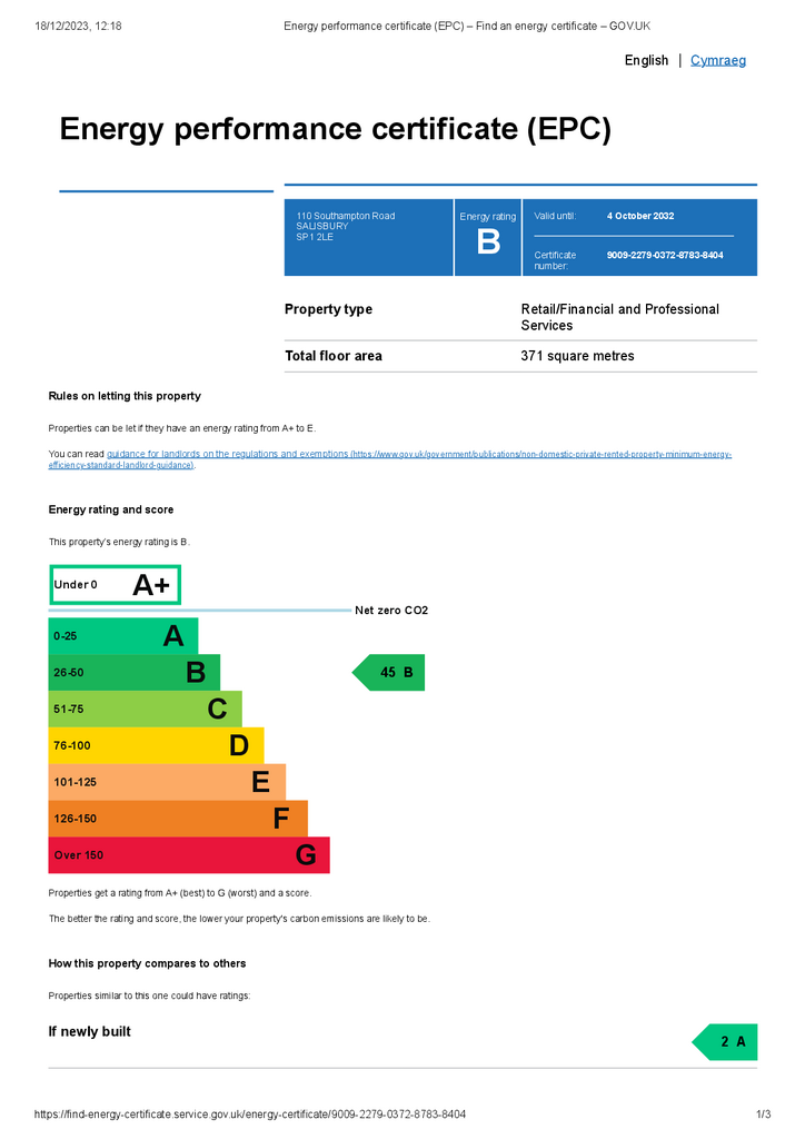 EPC Certificate Arranged