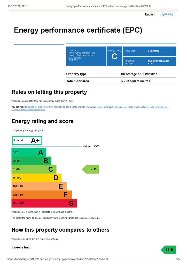 EPC Certificate Arranged