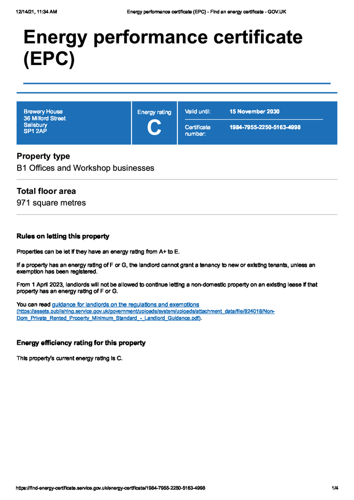 EPC Certificate Arranged