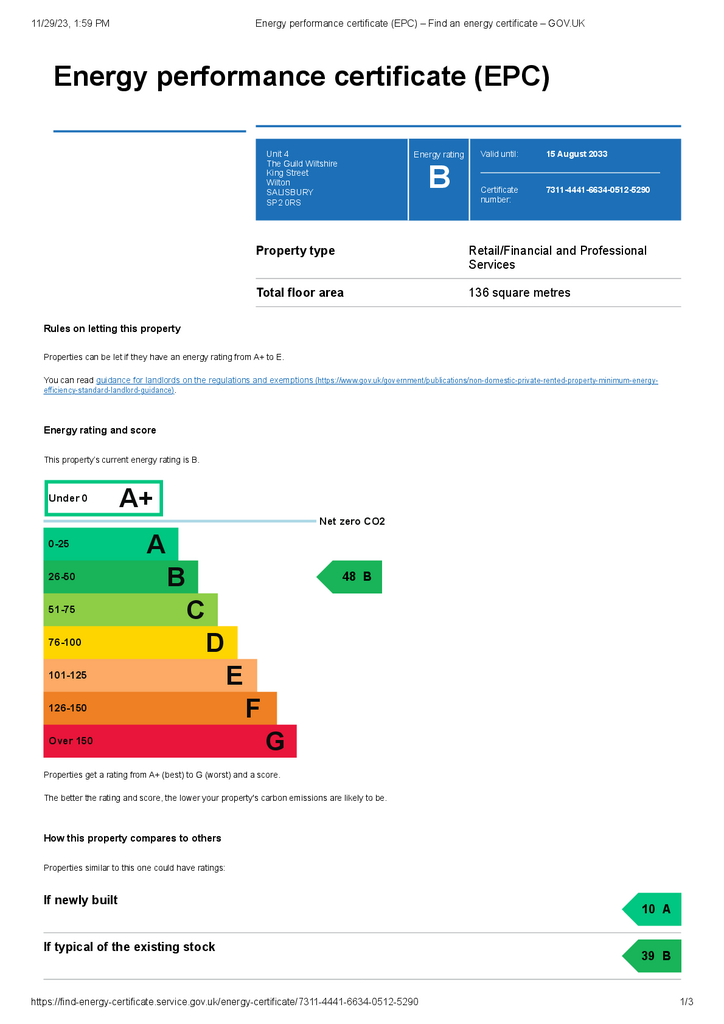 EPC Certificate Arranged