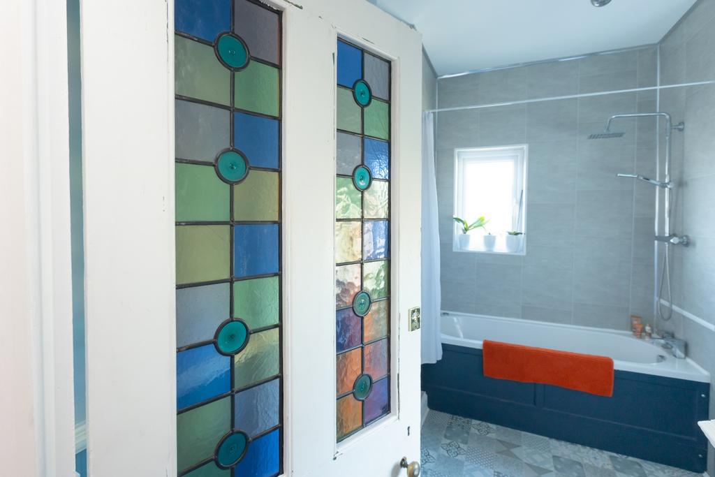 Stained Glass Door To Family Bathroom