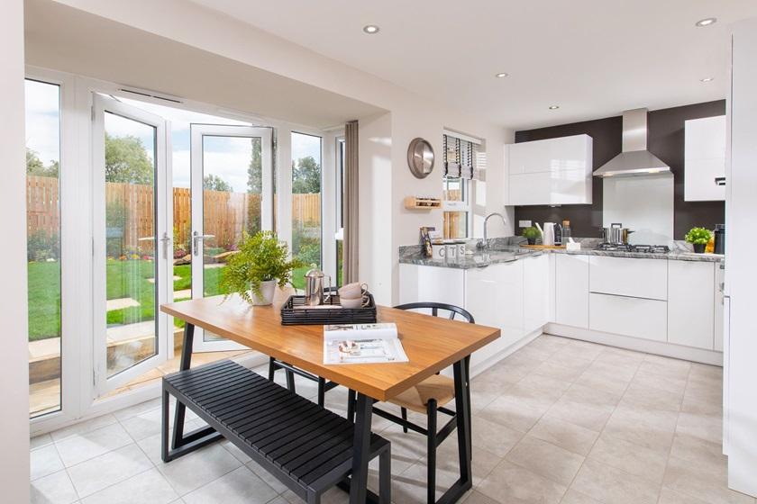 Alcott open plan kitchen with dining space