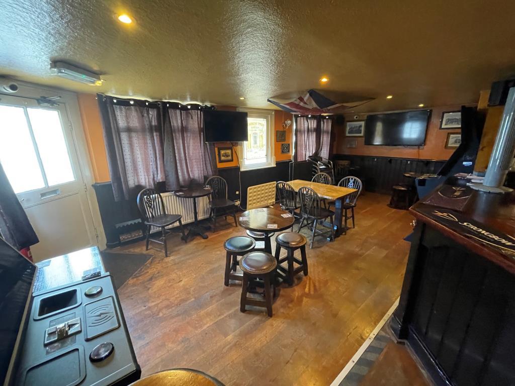 Seating to left of bar