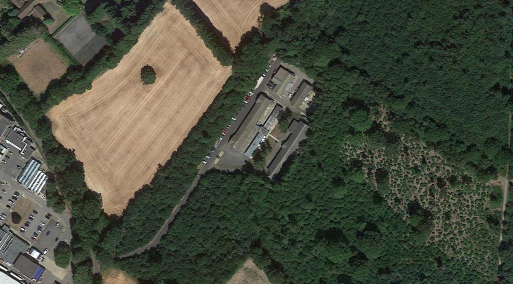 Aerial view of laboratories, offices &amp; stores