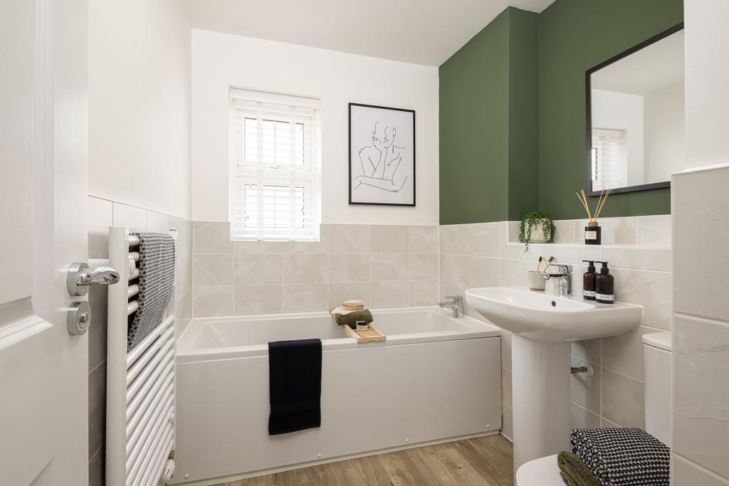 Earthy tones in a family bathroom