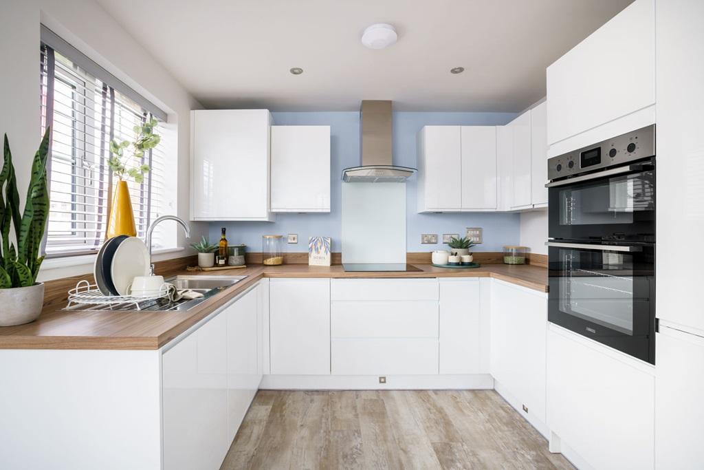 A modern kitchen with plenty of storage space