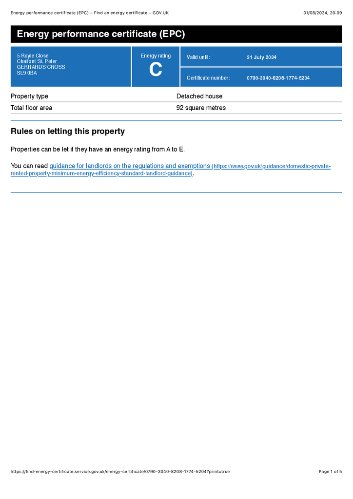 5 Royle Close Chalfont St. Peter GERRARDS CROSS SL