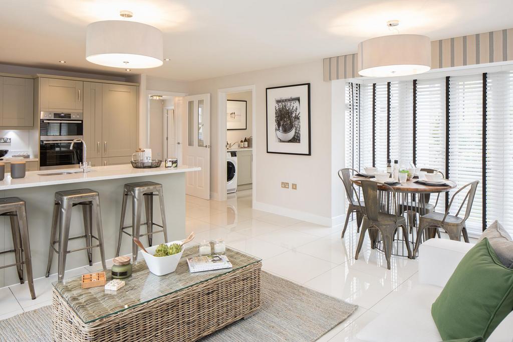 Open plan kitchen with family/breakfast area