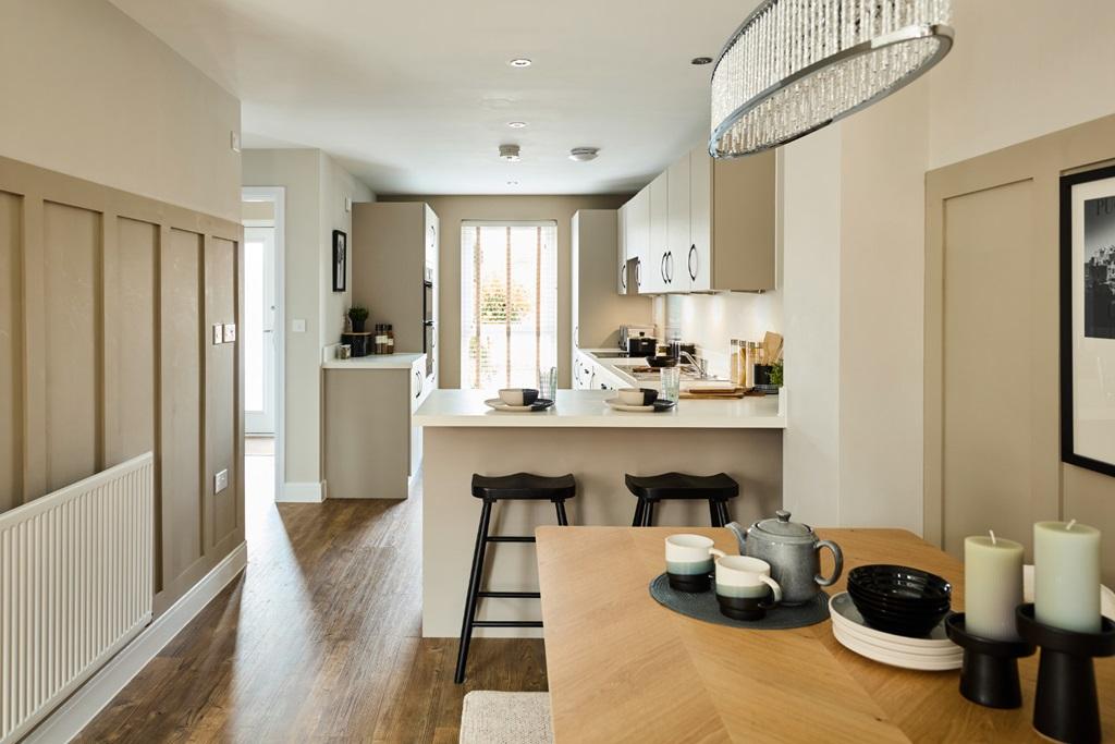 A light and airy dining to kitchen space,...