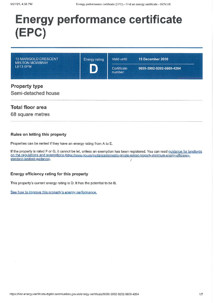 EPC Certificate