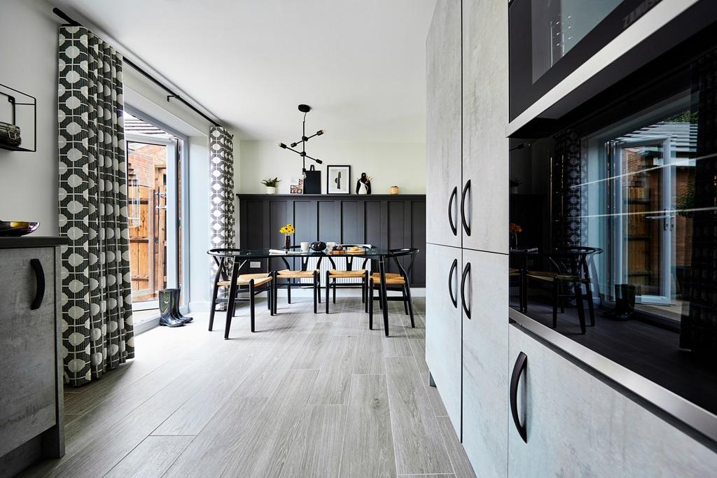 A dedicated dining area with views of the garden