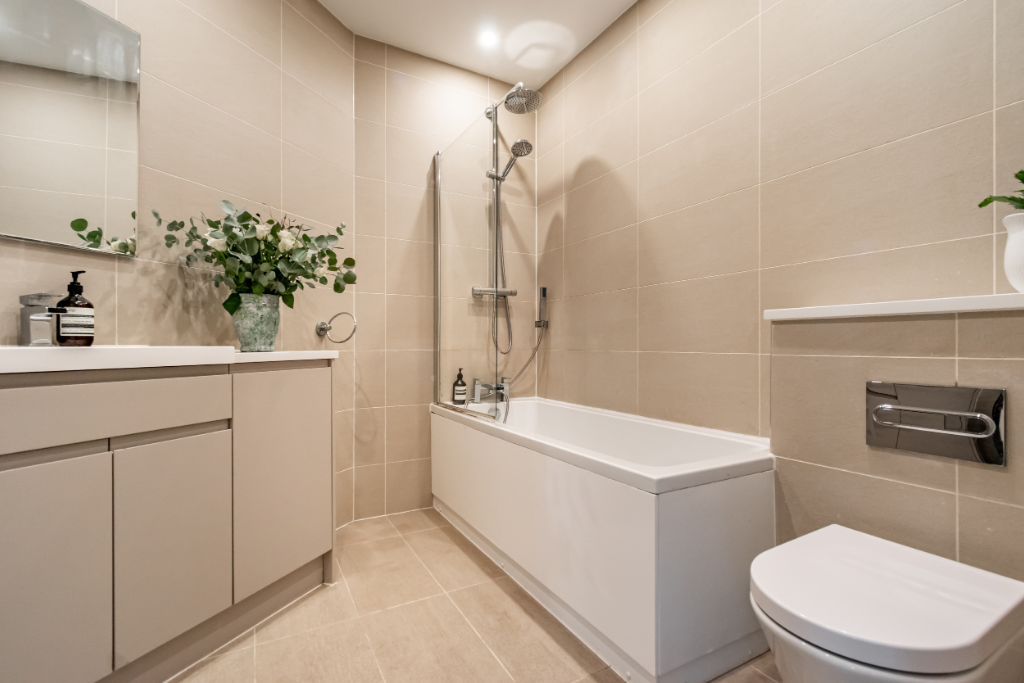 Bathroom with heated tile floor