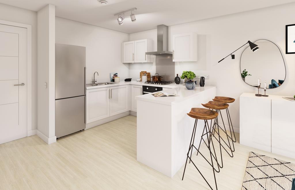 CGI of Snowdrop kitchen area