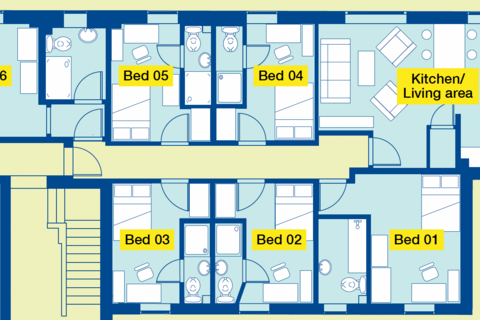 6 bedroom apartment to rent, Apartment 3, Varsity City, Lace Market. NG1