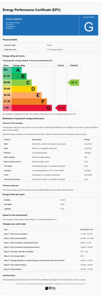 Bric generated EPC Certificate