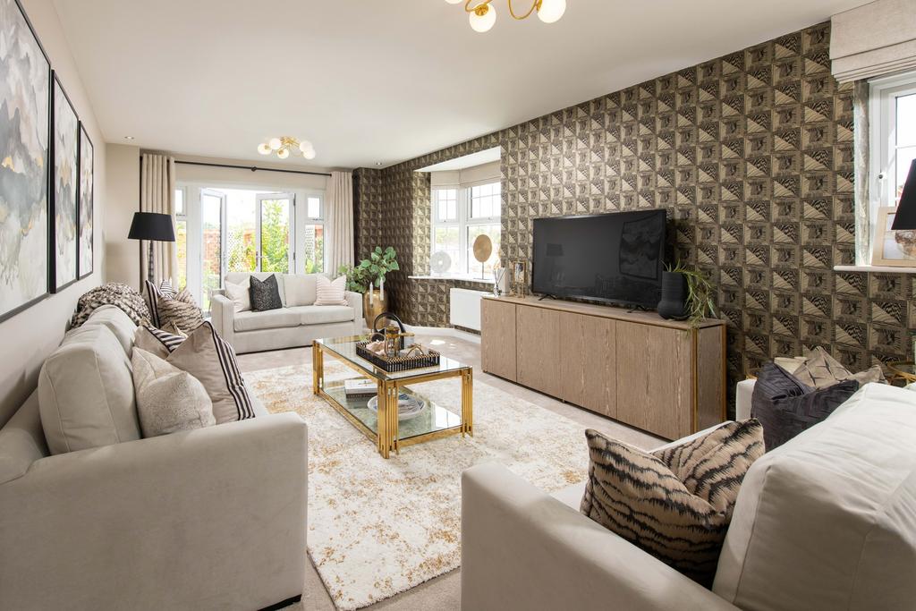 Spacious lounge with French doors