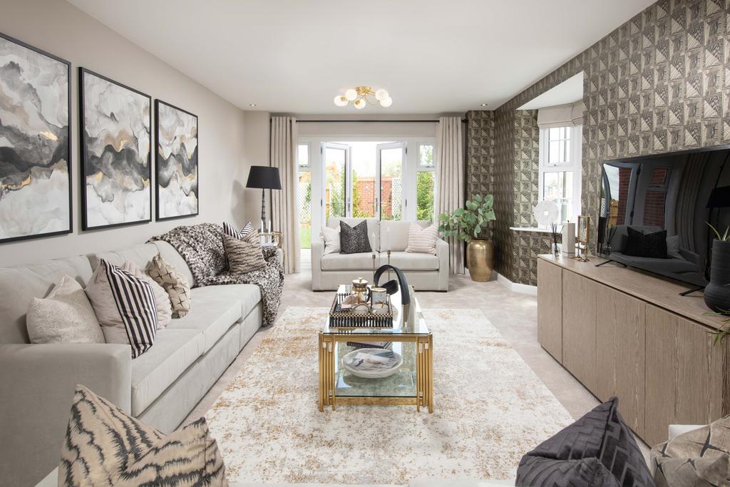 Spacious lounge with French doors