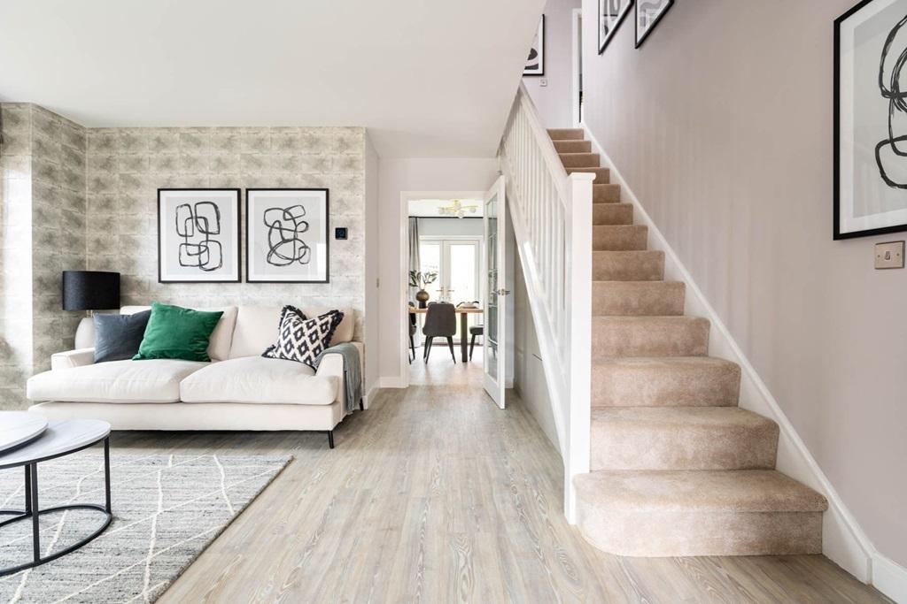 A welcoming hallway with under stair storage