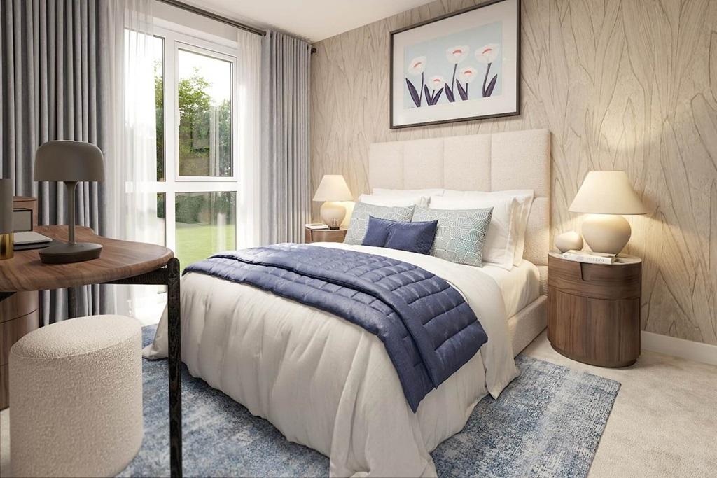 Cosy, stylish bedroom with natural light