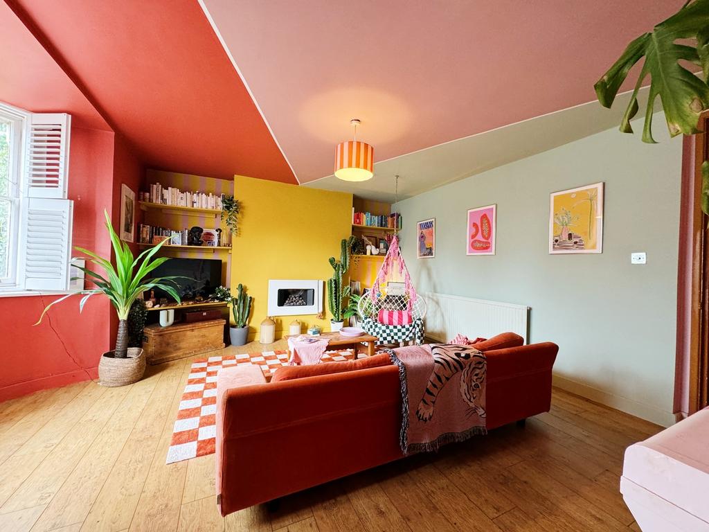 A vibrant and spacious modern living room, perf...