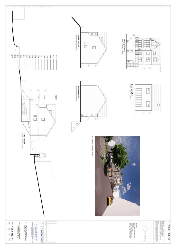 R561 03 A1 Proposed Elevations, Section &amp; Render