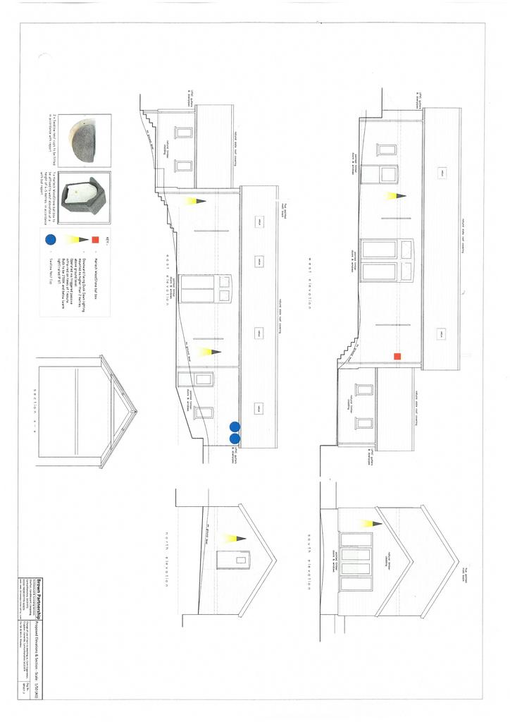 Proposed elevations and section