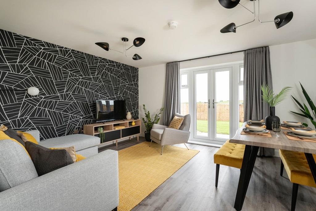 Bright and airy open plan lounge dining room