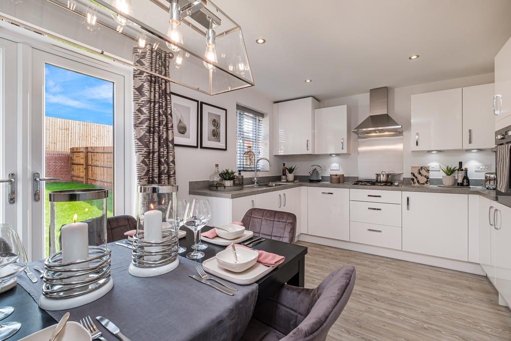 Kennett white kitchen diner with French doors