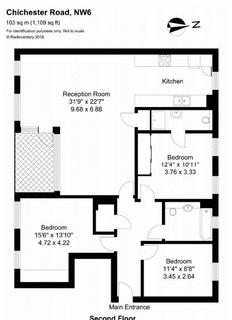 2 bedroom flat to rent, Chichester Road, London NW6