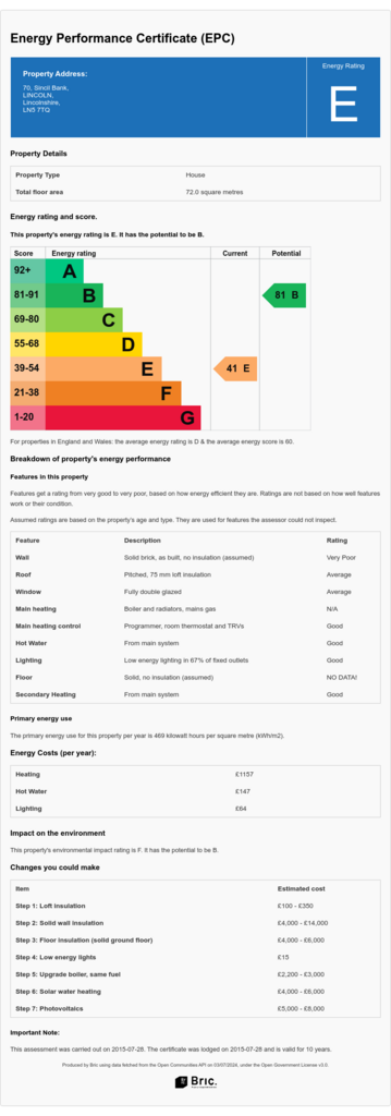 Bric generated EPC Certificate